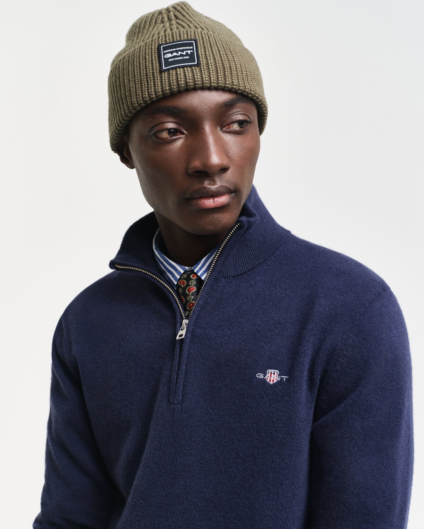 JUNIPER GREEN, COTTON RIBBED BEANIE BY GANT AU.