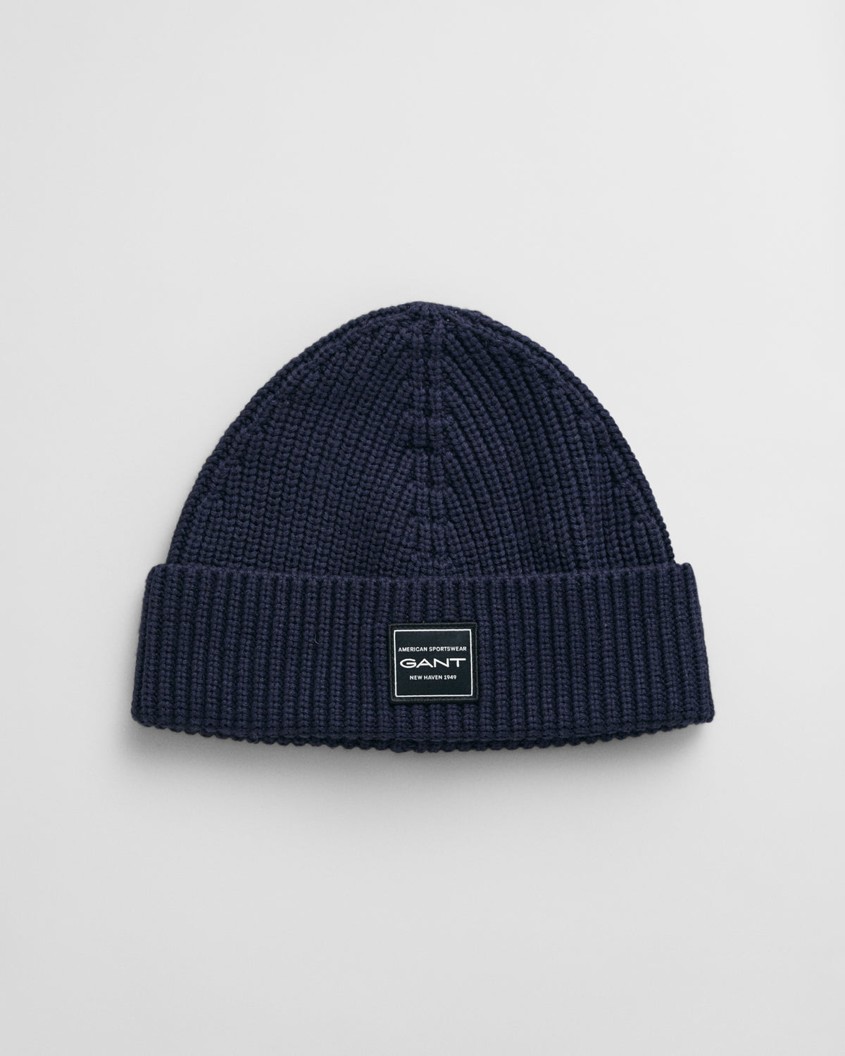 EVENING BLUE, COTTON RIBBED BEANIE, FRONT-VIEW BY GANT AU.