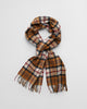 WARM EARTH, HERRINGBONE CHECK WOOL WOVEN SCARF, FLAT-LAY BY GANT AU.