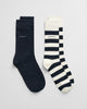 EGGSHELL, BARSTRIPE AND SOLID SOCKS 2-PACK BY GANT AU.