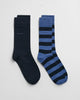 VINTAGE BLUE, BARSTRIPE AND SOLID SOCKS 2-PACK BY GANT AU.