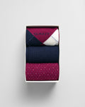 RICH WINE, ARGYLE SOCKS 3-PACK GIFT BOX, CLOSE-UP BY GANT AU.