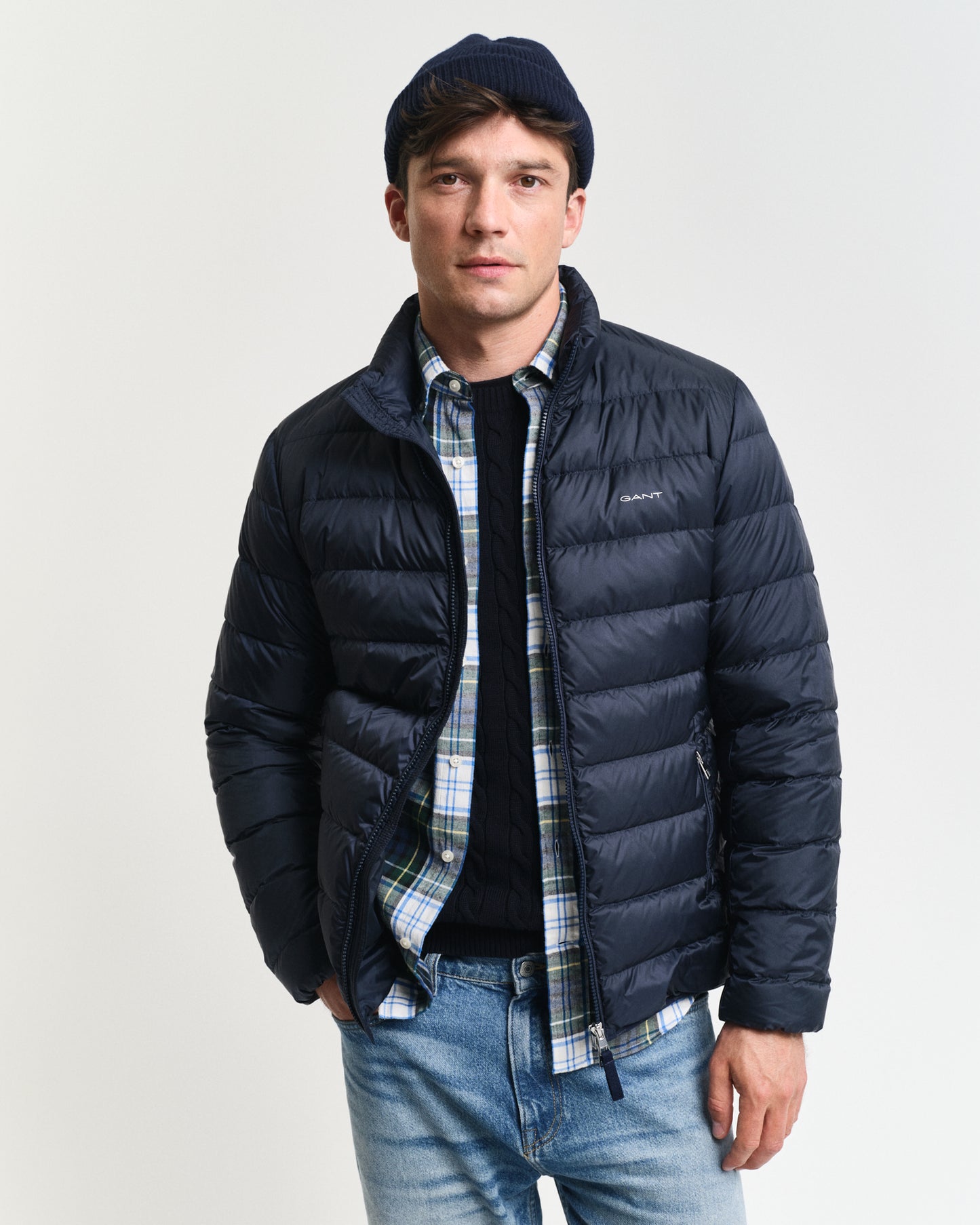 EVENING BLUE, LIGHT DOWN JACKET, FRONT-VIEW BY GANT AU.