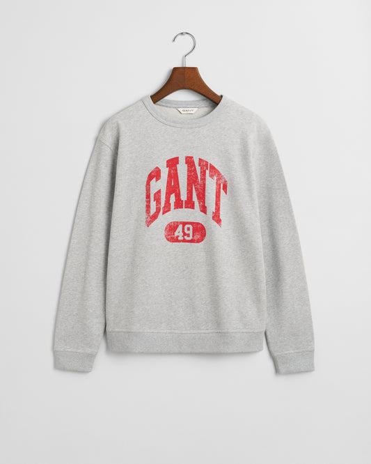LIGHT GREY MELANGE, GANT 49 ARCH RELAXED C-NECK BY GANT AU.