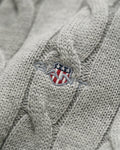 GREY MELANGE, COTTON CABLE HALF ZIP, CLOSE-UP BY GANT AU.