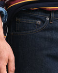 MODEL WEARING REGULAR GANT JEANS
