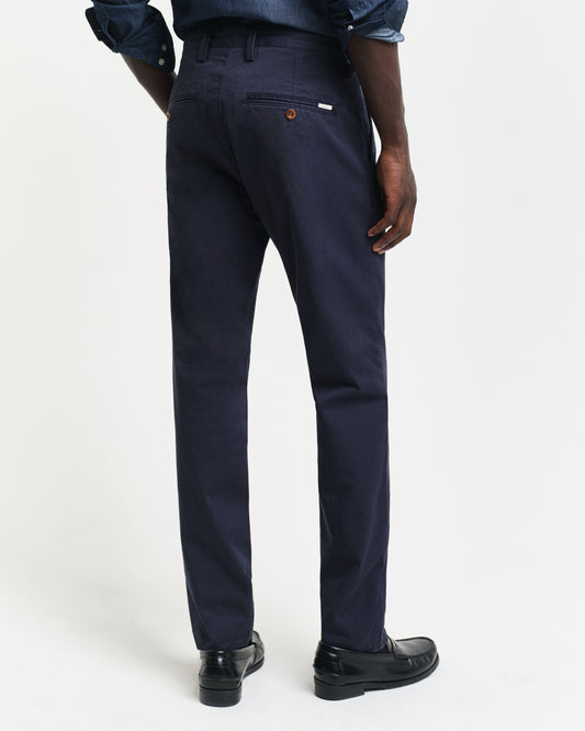 MARINE, SLIM TWILL CHINOS, BACK-VIEW BY GANT AU.