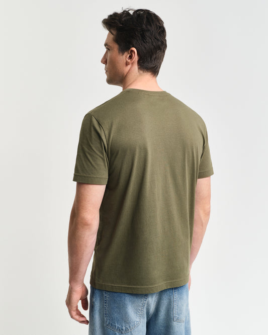 JUNIPER GREEN, REG SHIELD SS T-SHIRT, BACK-VIEW BY GANT AU.