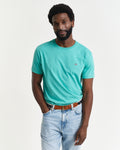 TROPIC BLUE, REG SHIELD SS T-SHIRT, FRONT-VIEW BY GANT AU.