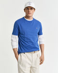RICH BLUE, REG SHIELD SS T-SHIRT, FRONT-VIEW BY GANT AU.