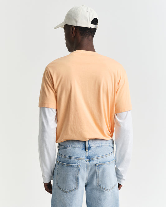 PEACHY ORANGE, REG SHIELD SS T-SHIRT, BACK-VIEW BY GANT AU.