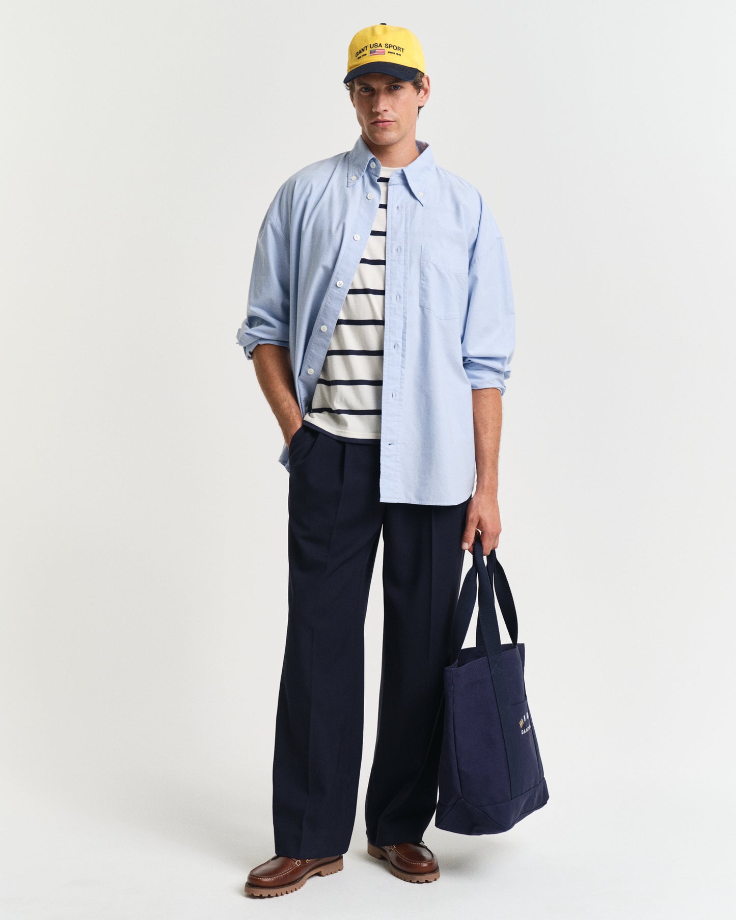 CREAM, STRIPED SS T-SHIRT BY GANT AU.