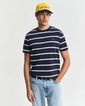 EVENING BLUE, STRIPED SS T-SHIRT, FRONT-VIEW BY GANT AU.