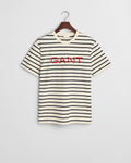 CREAM, GRAPHIC STRIPED SS T-SHIRT, FLAT-LAY BY GANT AU.