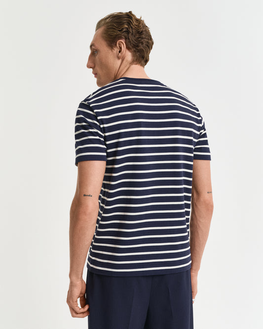 EVENING BLUE, GRAPHIC STRIPED SS T-SHIRT, BACK-VIEW BY GANT AU.