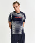 EVENING BLUE, GRAPHIC STRIPED SS T-SHIRT, FRONT-VIEW BY GANT AU.