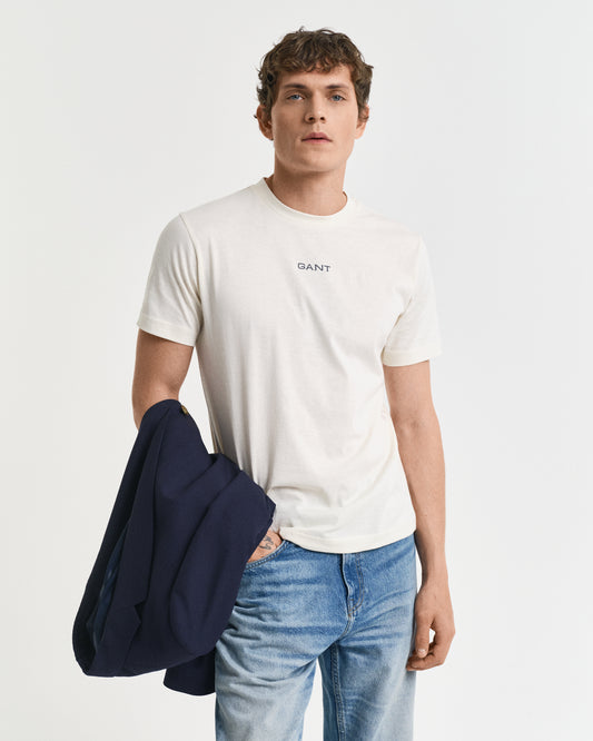 CREAM, GRAPHIC SS T-SHIRT, FRONT-VIEW BY GANT AU.