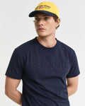 EVENING BLUE, EMBOSSED SS T-SHIRT, CLOSE-UP BY GANT AU.