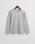 GREY MELANGE, REG SHIELD LS T-SHIRT, FLAT-LAY BY GANT AU.
