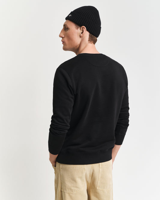 BLACK, REG SHIELD C-NECK SWEAT, BACK-VIEW BY GANT AU.