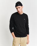 BLACK, REG SHIELD C-NECK SWEAT, FRONT-VIEW BY GANT AU.