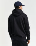 BLACK, REG SHIELD HOODIE, BACK-VIEW BY GANT AU.