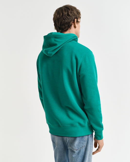 DEEP GREEN, REG SHIELD HOODIE, BACK-VIEW BY GANT AU.