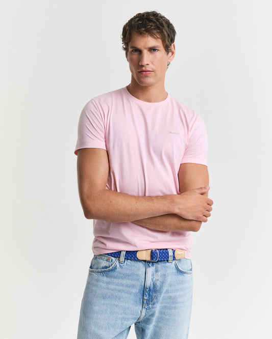 CALIFORNIA PINK, CONTRAST LOGO SS T-SHIRT, FRONT-VIEW BY GANT AU.