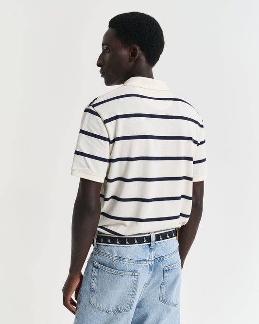 CREAM, STRIPED POLO, BACK-VIEW BY GANT AU.