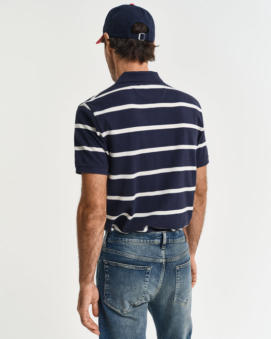 EVENING BLUE, STRIPED POLO, BACK-VIEW BY GANT AU.