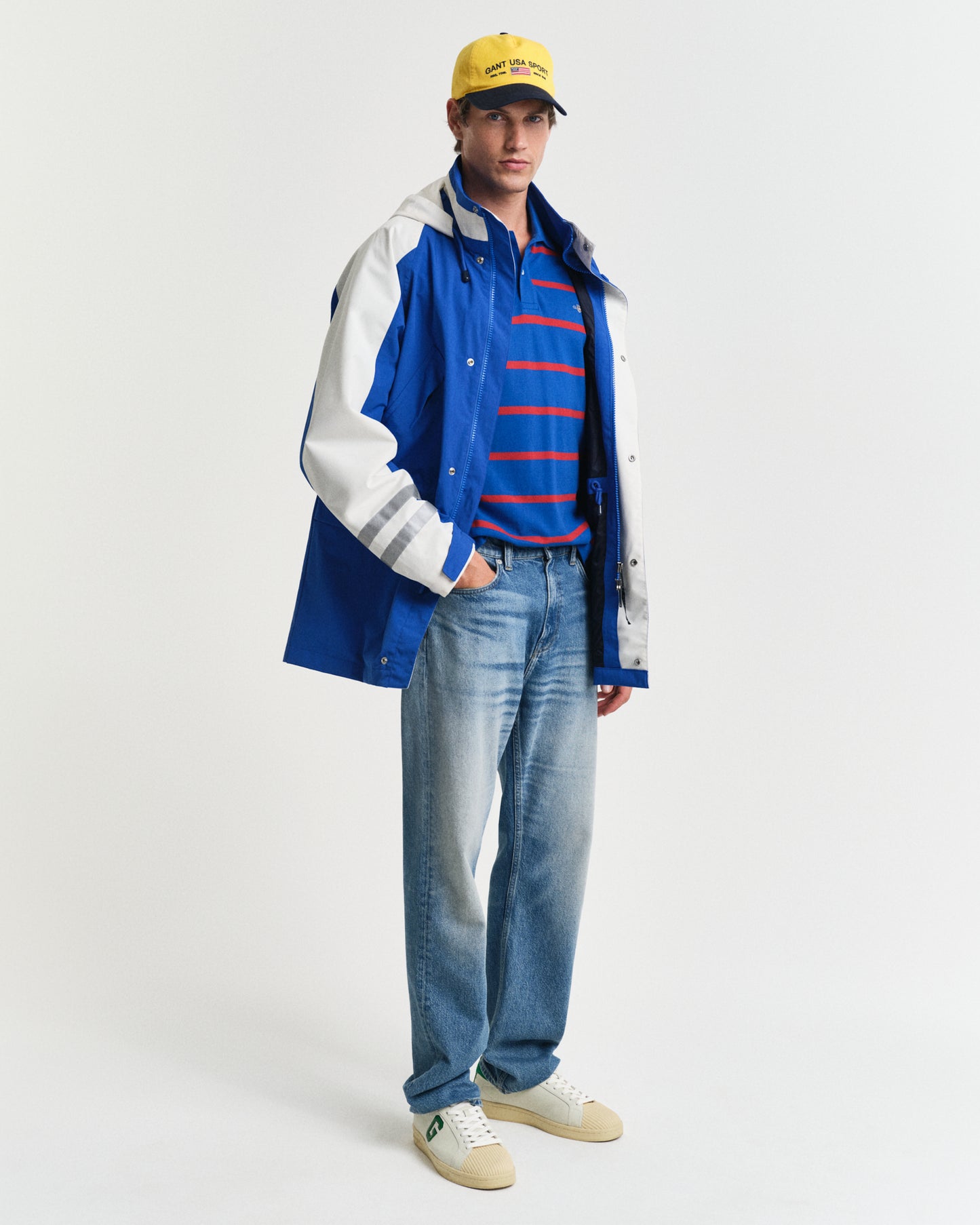 LAPIS BLUE, STRIPED POLO BY GANT AU.