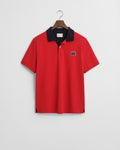 RUBY RED, CONTRAST SS POLO, FLAT-LAY BY GANT AU.