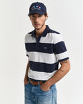 EVENING BLUE, BLOCK STRIPE POLO, FRONT-VIEW BY GANT AU.