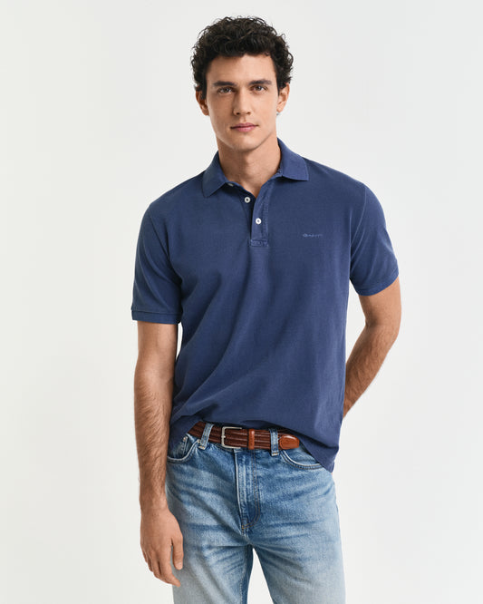 PERSIAN BLUE, SUNFADED SS POLO, FRONT-VIEW BY GANT AU.