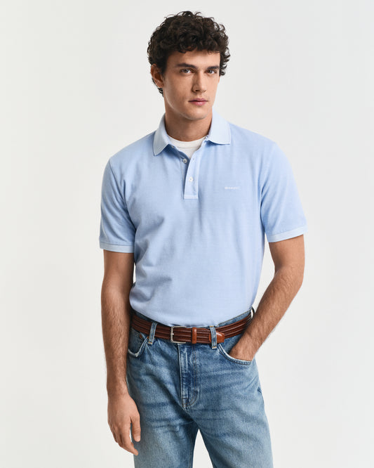 FRESH BLUE, SUNFADED SS POLO, FRONT-VIEW BY GANT AU.