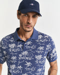 DUSTY NAVY, PRINTED SS POLO, CLOSE-UP BY GANT AU.