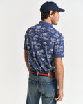DUSTY NAVY, PRINTED SS POLO, BACK-VIEW BY GANT AU.