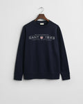 EVENING BLUE, GRAPHIC C-NECK SWEAT, FLAT-LAY BY GANT AU.
