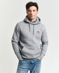 GREY MELANGE, REG MEDIUM ARCHIVE SHIELD HOODIE, FRONT-VIEW BY GANT AU.