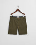 JUNIPER GREEN, SLIM TWILL SHORTS BY GANT AU.