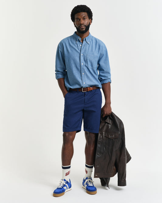 PERSIAN BLUE, REG SUNFADED CHINO SHORTS, FRONT-VIEW BY GANT AU.