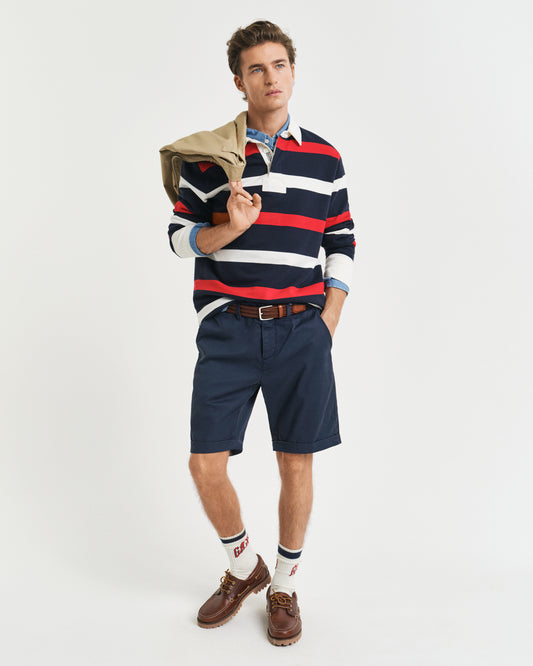 EVENING BLUE, REG SUNFADED CHINO SHORTS, FRONT-VIEW BY GANT AU.