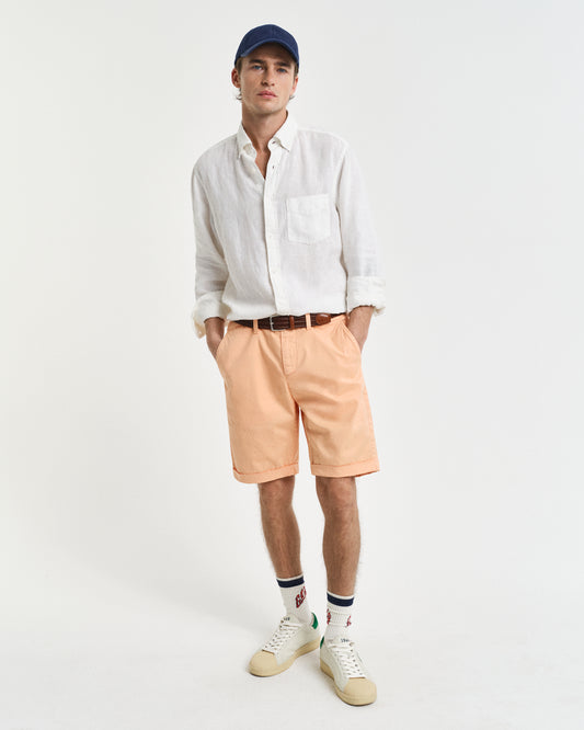 PEACHY ORANGE, REG SUNFADED CHINO SHORTS, FRONT-VIEW BY GANT AU.
