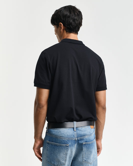 BLACK, REG CONTRAST PIQUE SS POLO, BACK-VIEW BY GANT AU.