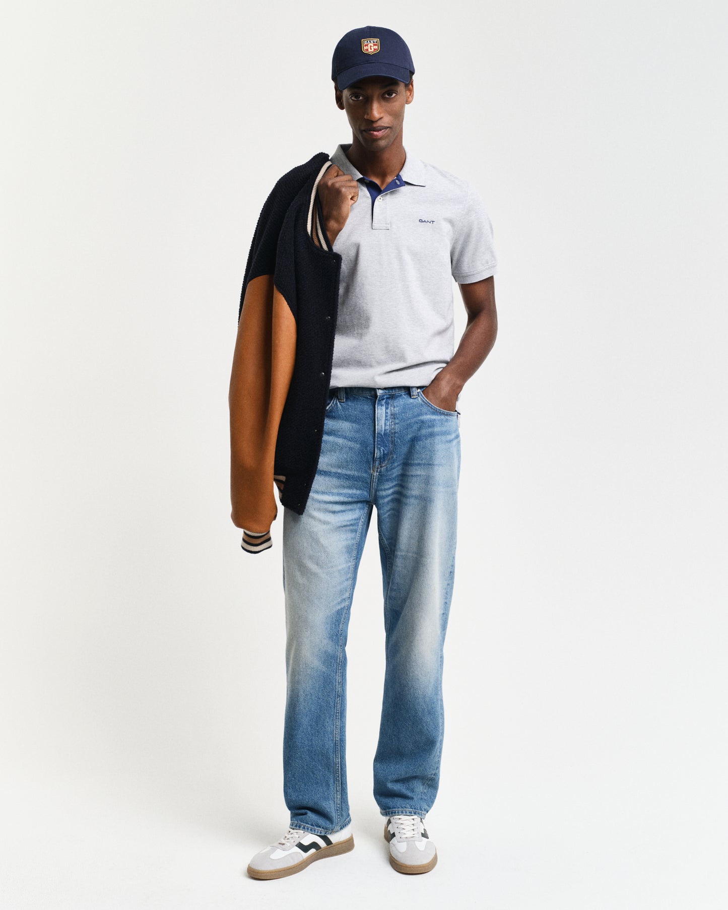 GREY MELANGE, REG CONTRAST PIQUE SS POLO BY GANT AU.