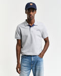 GREY MELANGE, REG CONTRAST PIQUE SS POLO, FRONT-VIEW BY GANT AU.