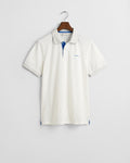 EGGSHELL, REG CONTRAST PIQUE SS POLO, FLAT-LAY BY GANT AU.