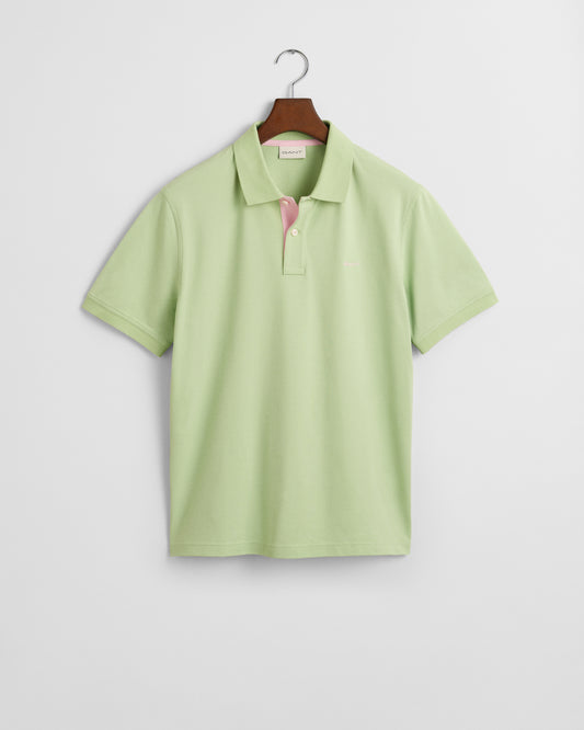APPLE GREEN, REG CONTRAST PIQUE SS POLO BY GANT AU.
