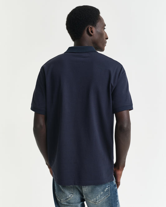 EVENING BLUE, REG CONTRAST PIQUE SS POLO, BACK-VIEW BY GANT AU.