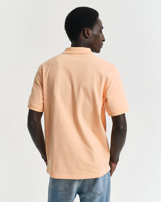 PEACHY ORANGE, REG CONTRAST PIQUE SS POLO, BACK-VIEW BY GANT AU.